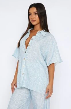 One More Chance Shirt Soft Blue Floral Sketch -RD Style Shop 04.05.2327726