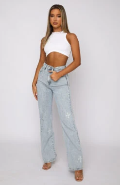 Escape Reality High Rise Straight Leg Jeans Washed Blue Print -RD Style Shop 04.11.21 008