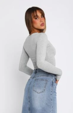 Only For Tonight Long Sleeve Top Grey Marle -RD Style Shop 05.04.2323546