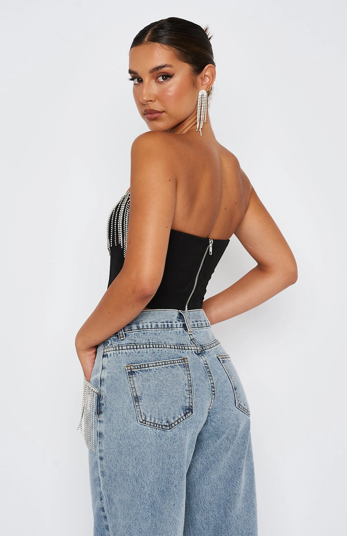 The Sweetest Thing Diamante Bustier Black 6 The Sweetest Thing Diamante Bustier Black - Image 4