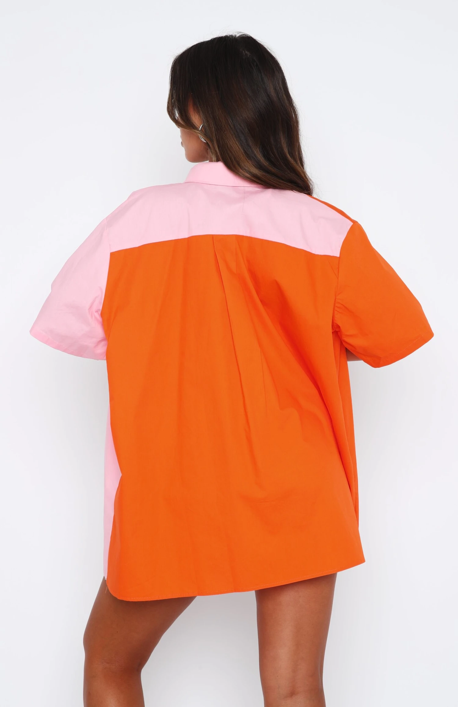 Worth Your Time Button Up Shirt Orange & Pink Splice 6 Worth Your Time Button Up Shirt Orange & Pink Splice - Image 4