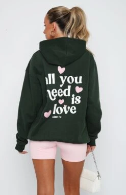 All You Need Is Love Hoodie Forest Green -RD Style Shop 14.4.2316571