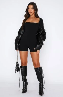Bring The Vibes Long Sleeve Playsuit Black -RD Style Shop 18.05.2329520