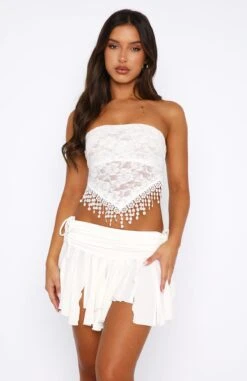 Stay Awake Lace Scarf Top White -RD Style Shop 18.08.2350065