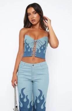 She's On Fire Bustier Denim Flame 7 She's On Fire Bustier Denim Flame -RD Style Shop 2.2.23 6797