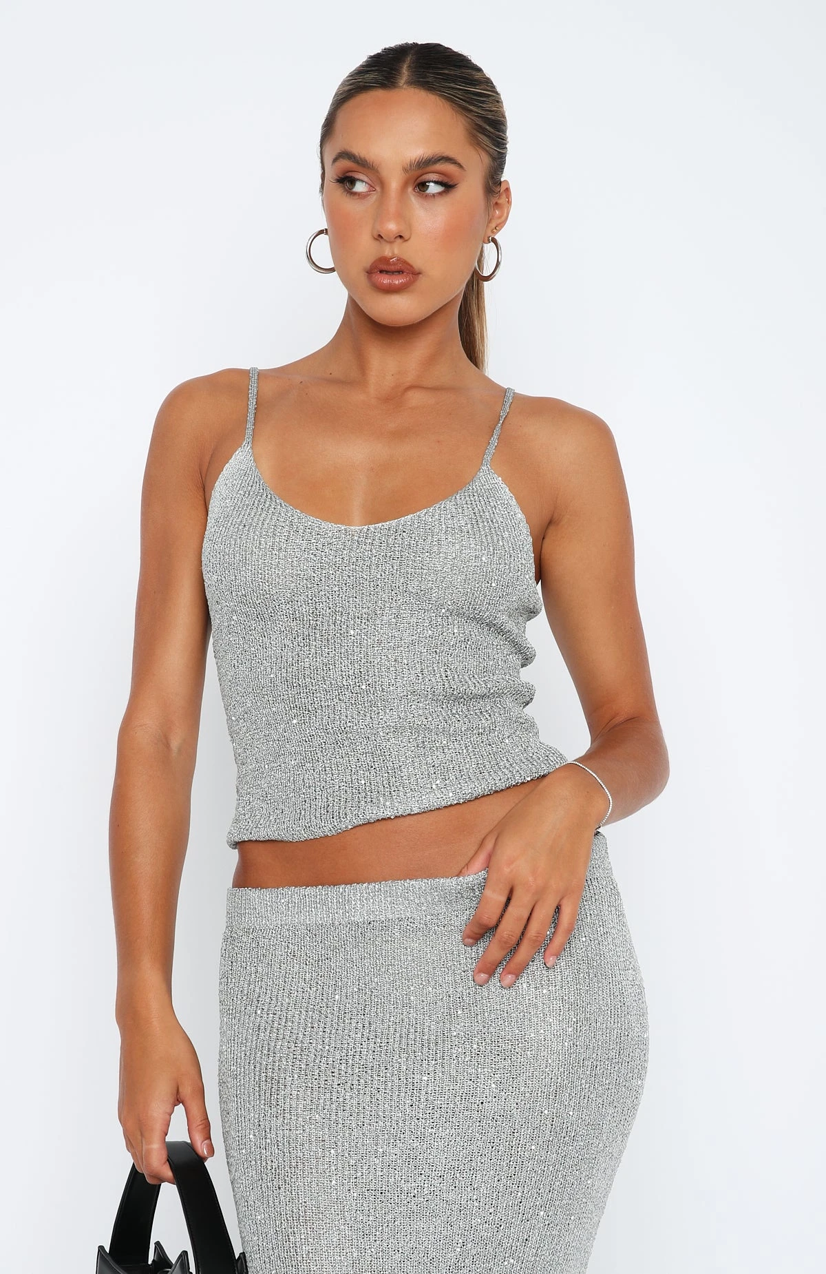Love Galore Sequin Knit Top Grey 4 Love Galore Sequin Knit Top Grey - Image 2