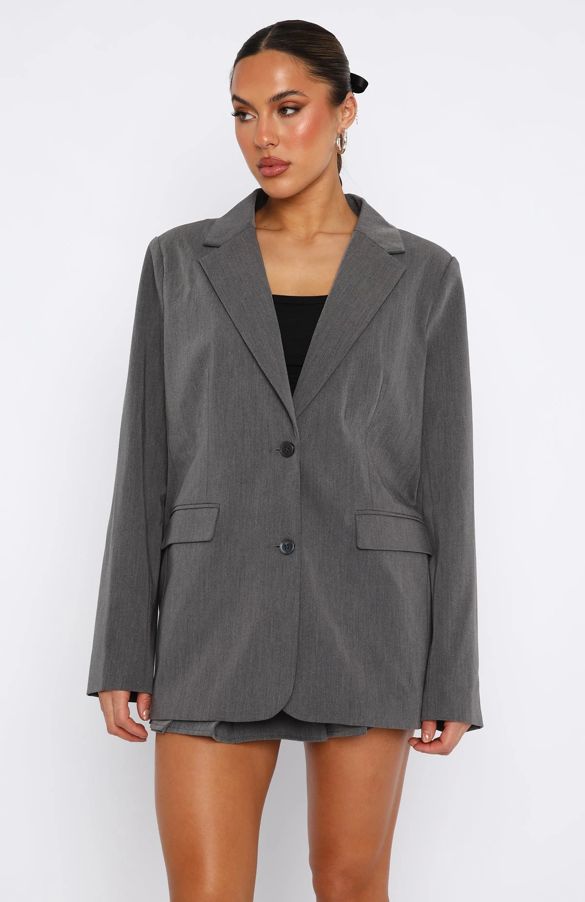 The Way To Go Oversized Blazer Charcoal 5 The Way To Go Oversized Blazer Charcoal - Image 3