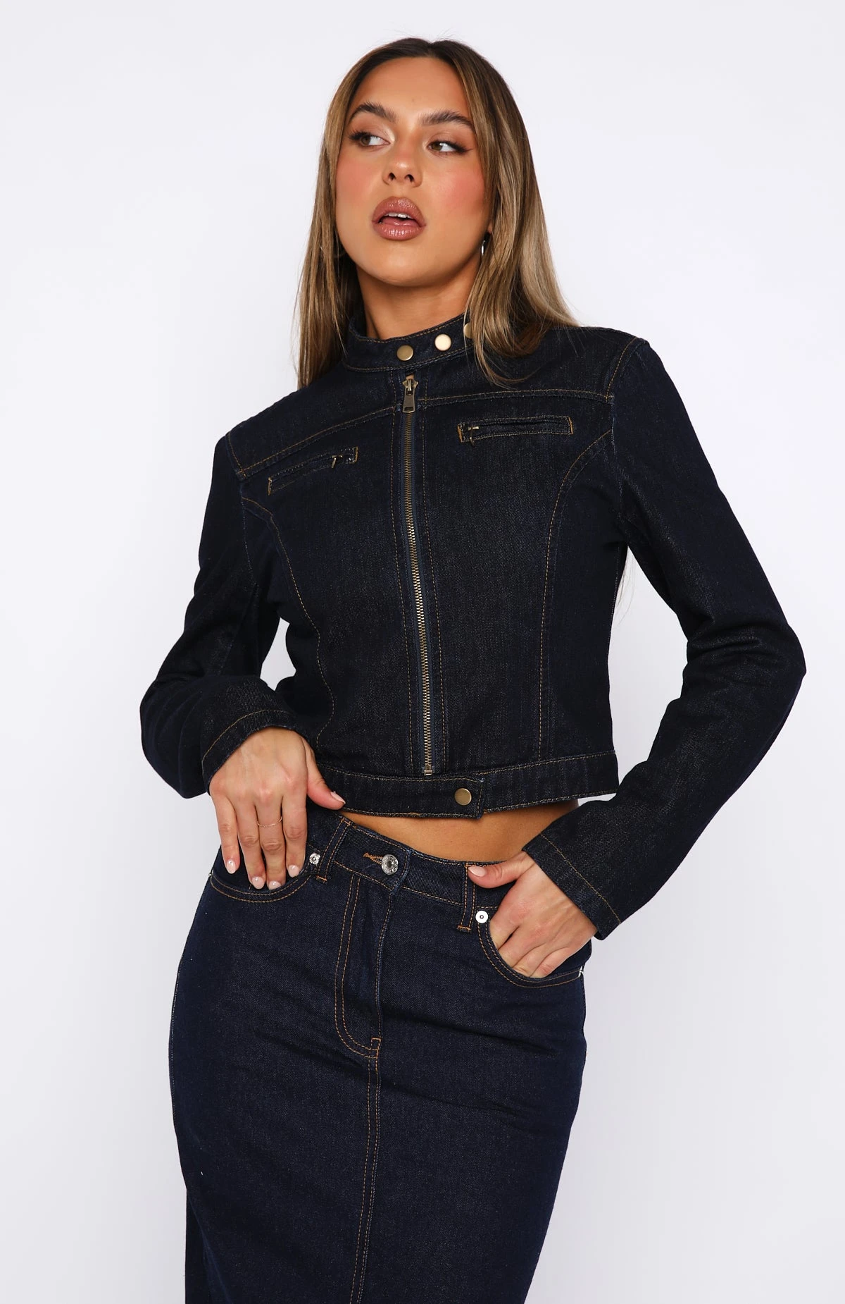 Wherever We Go Denim Jacket Dark Wash 4 Wherever We Go Denim Jacket Dark Wash - Image 2