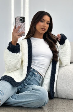 A Little Too Much Knit Cardigan Cream + Navy 11 A Little Too Much Knit Cardigan Cream + Navy -RD Style Shop A LITTLE TOO MUCH CARDIGAN 20 06 23 02