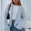 A Little Too Much Knit Cardigan Grey Marle