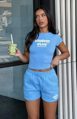 Comfort Club Lounge Shorts Blissful Blue -RD Style Shop COMFORT CLUB BABY TEE COMFORT CLUB LOUNGE SHORTS 100823 03