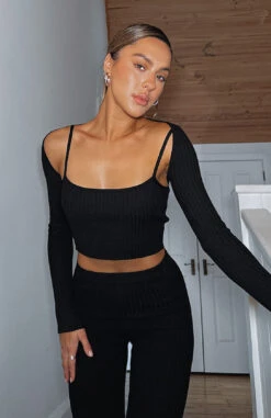 RD Style Shop 20 Don't Choose Two Piece Knitted Crop Black