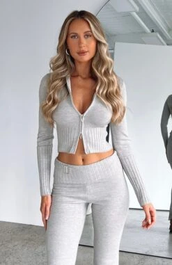 Later Than Before Long Sleeve Crop Grey