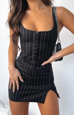 What They Want Top Black Pinstripe