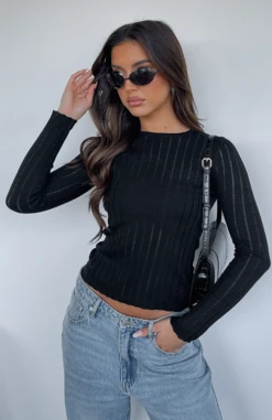 Picture Perfect Long Sleeve Top Black