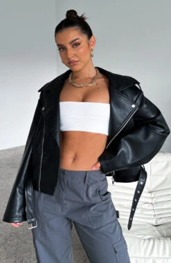 Seal The Deal PU Biker Jacket Black -RD Style Shop SEAL THE DEAL PU BIKER JACKET 230822 02