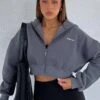 She's Effortless Cropped Hoodie Slate -RD Style Shop SHES EFFORTLESS CROPPED HOODIE 220823 002