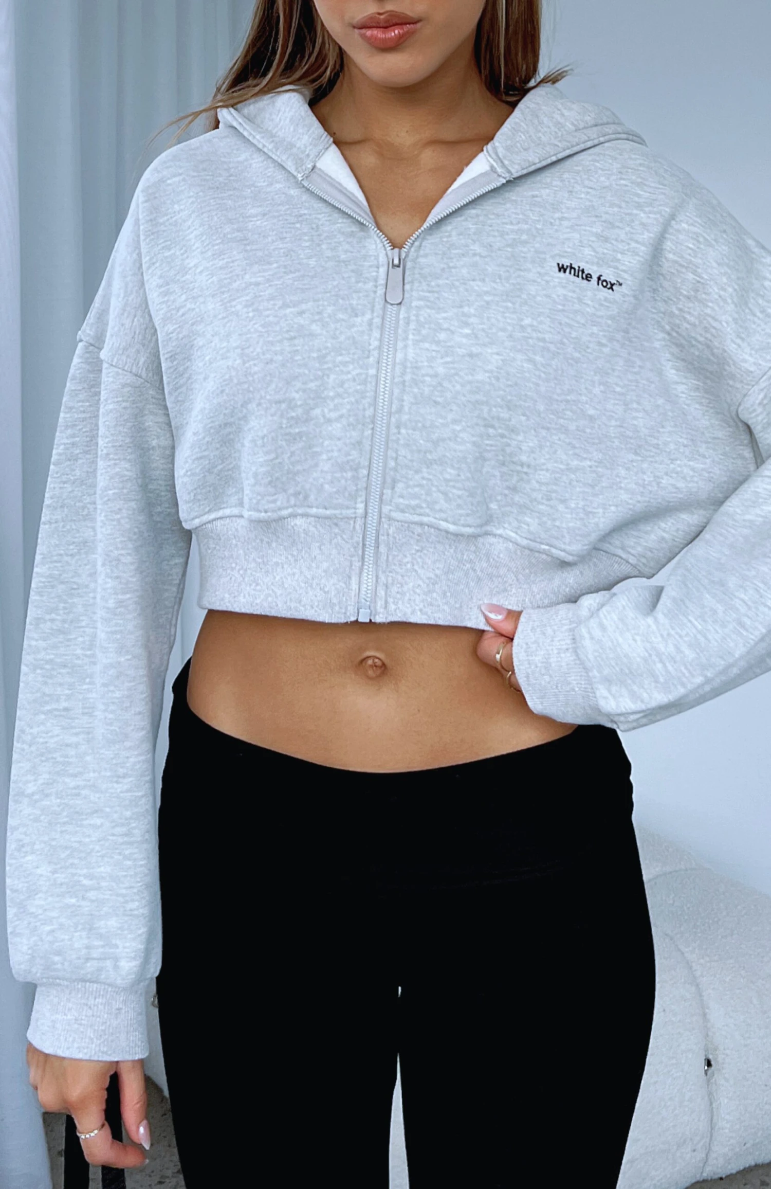She's Effortless Cropped Hoodie Grey Marle 3 She's Effortless Cropped Hoodie Grey Marle